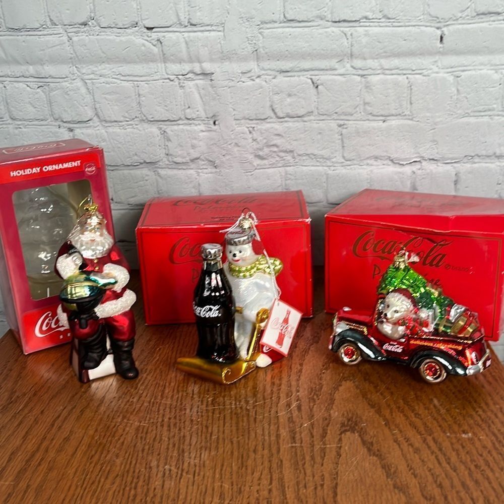Kurt‎ Adler Polonaise Coca Cola Polar Bear, Santa, Snowman Christmas Ornaments